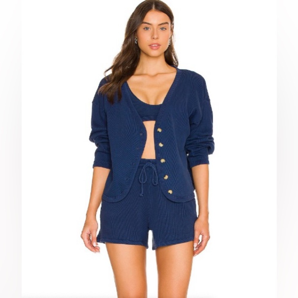 Donni Ribbed Cardigan in Navy, XS